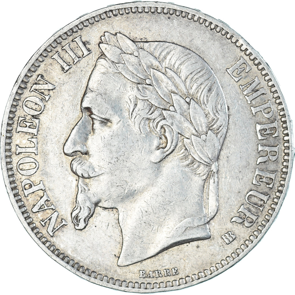 Coin, France, Napoléon III, 5 Francs, 1867, Strasbourg, EF(40-45), Silver