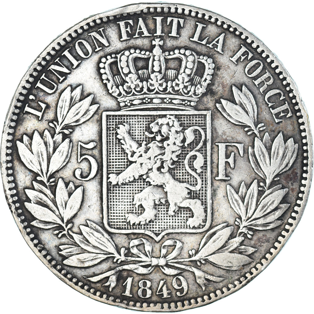 Moneta, Belgio, Leopold I, 5 Francs, 5 Frank, 1849, MB+, Argento, KM:17