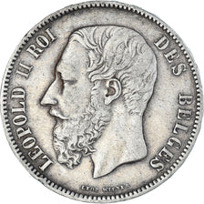 Münze, Belgien, Leopold II, 5 Francs, 5 Frank, 1871, S+, Silber, KM:24