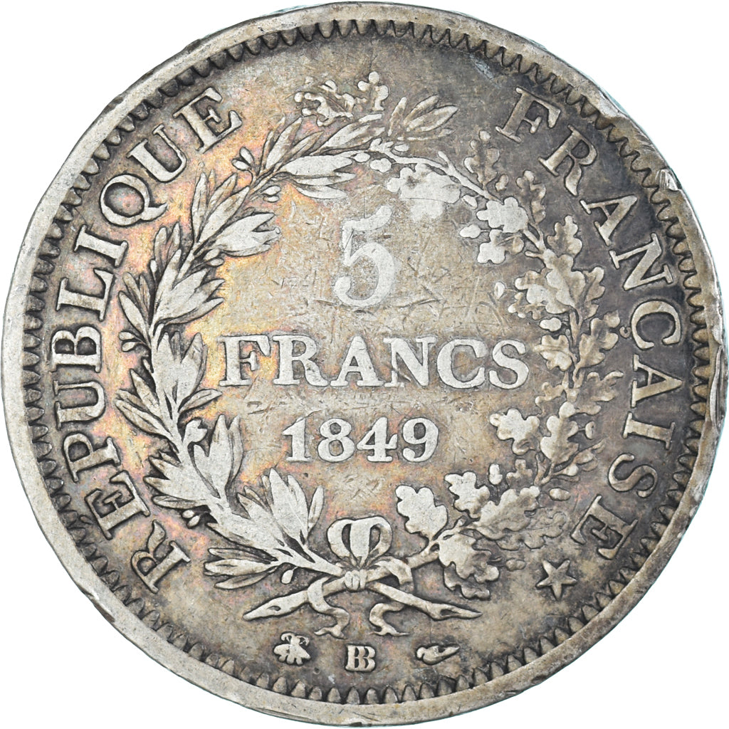 Coin, France, Hercule, 5 Francs, 1849, Strasbourg, VF(30-35), Silver, KM:756.2