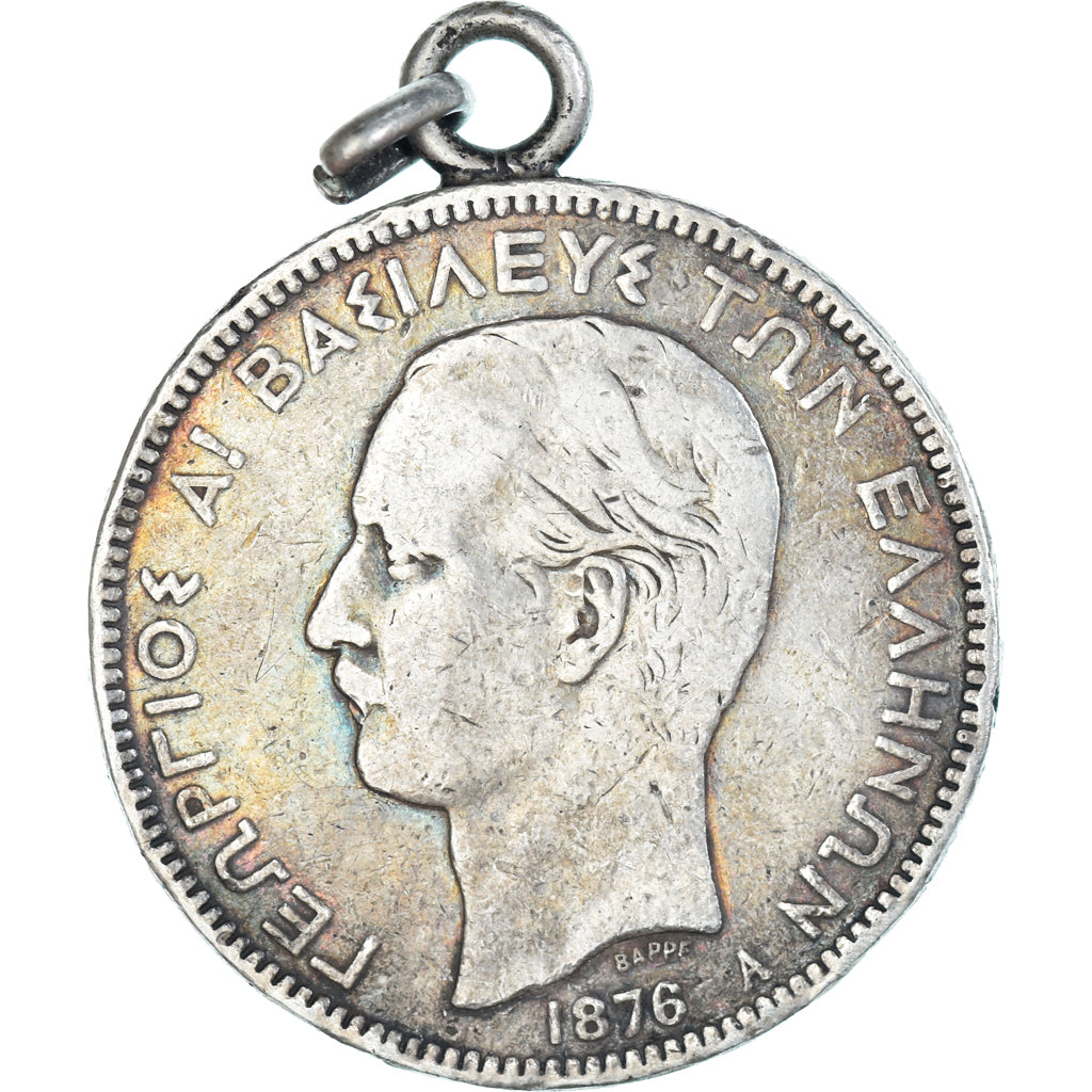 Coin, Greece, George I, 5 Drachmai, 1876, Paris, VF(30-35), Silver, KM:46