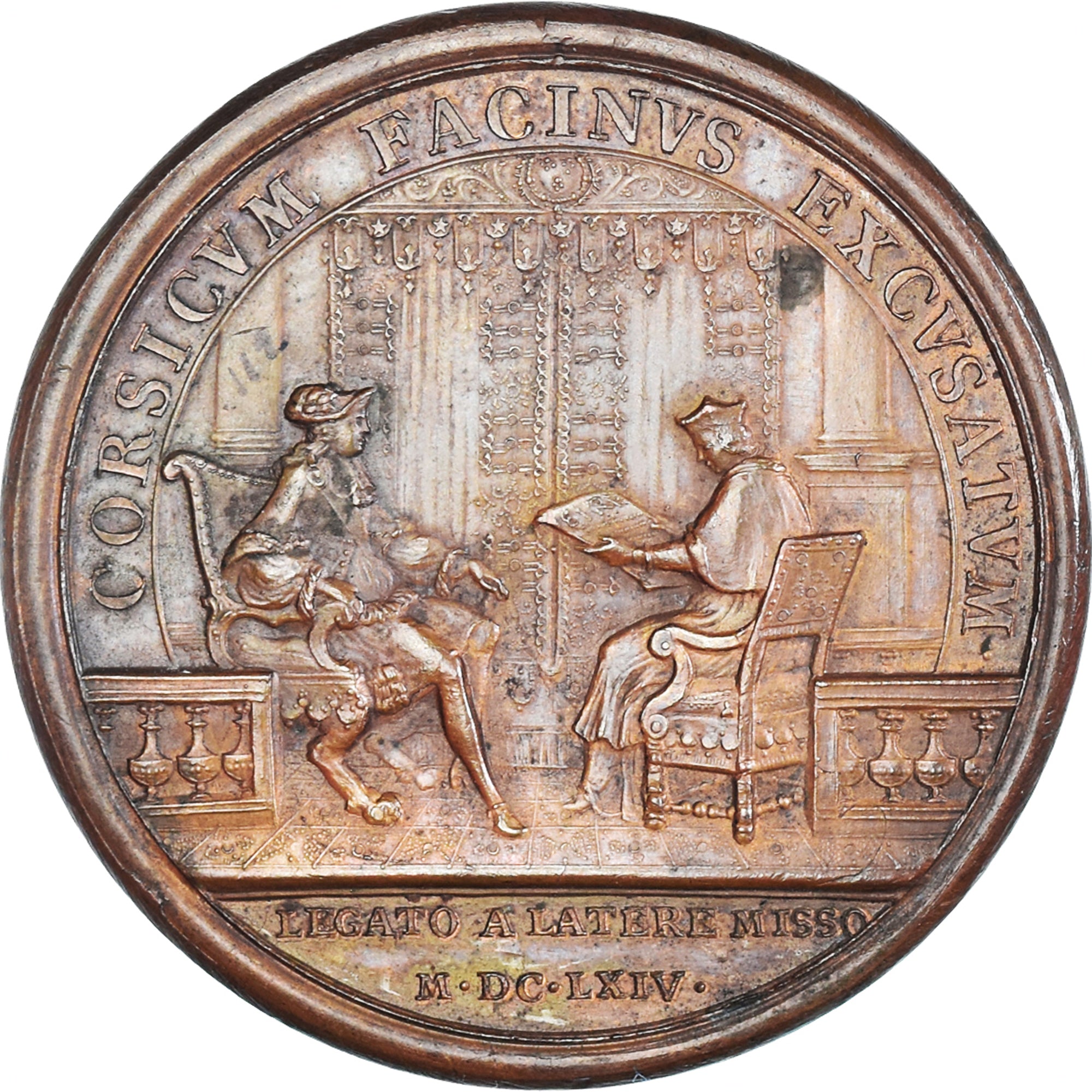 France, Medal, Louis XIV, L'Audience du Légat, 1664, Mauger, MS(60-62), Bronze