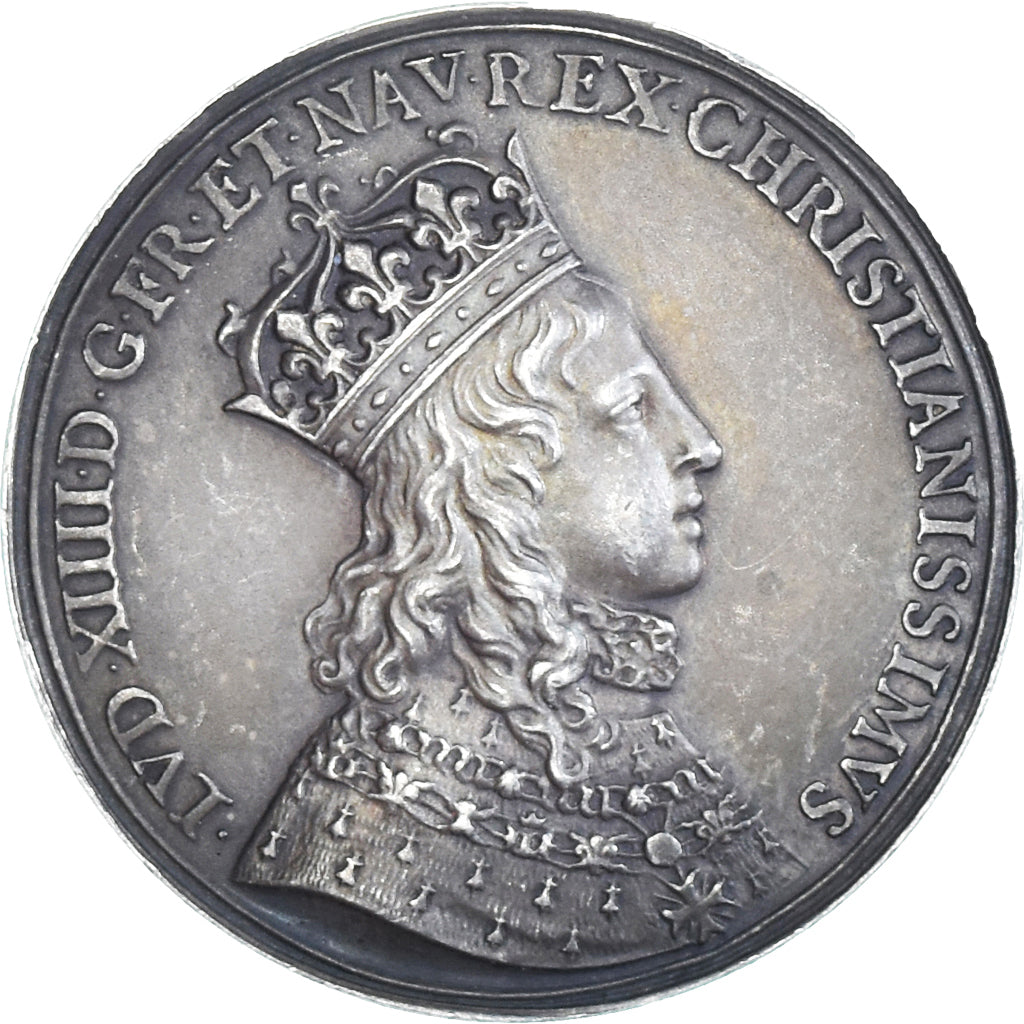 France, Medal, Sacre de Louis XIV, Reims, History, 1654, Restrike, AU(55-58)