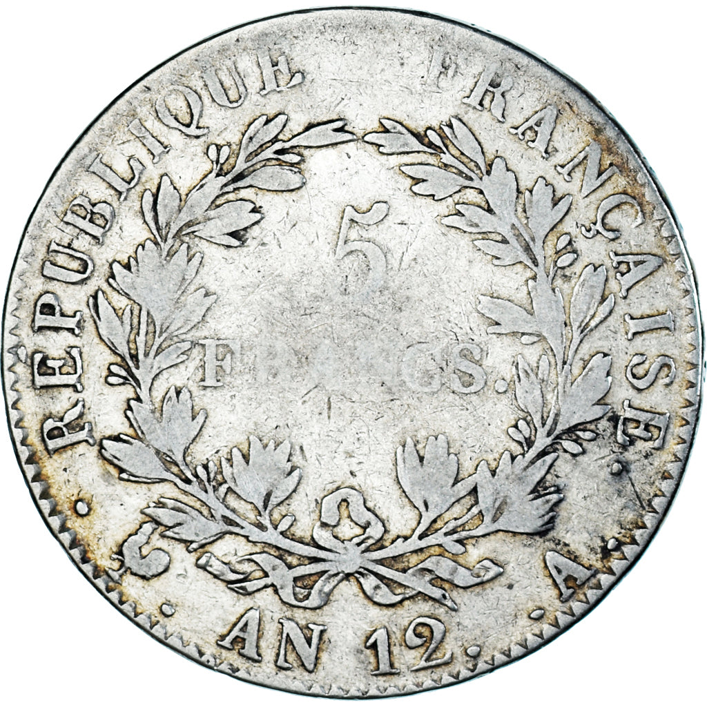 Munten, Frankrijk, Napoléon I, 5 Francs, An 12, Paris, ZG+, Zilver, KM:660.1