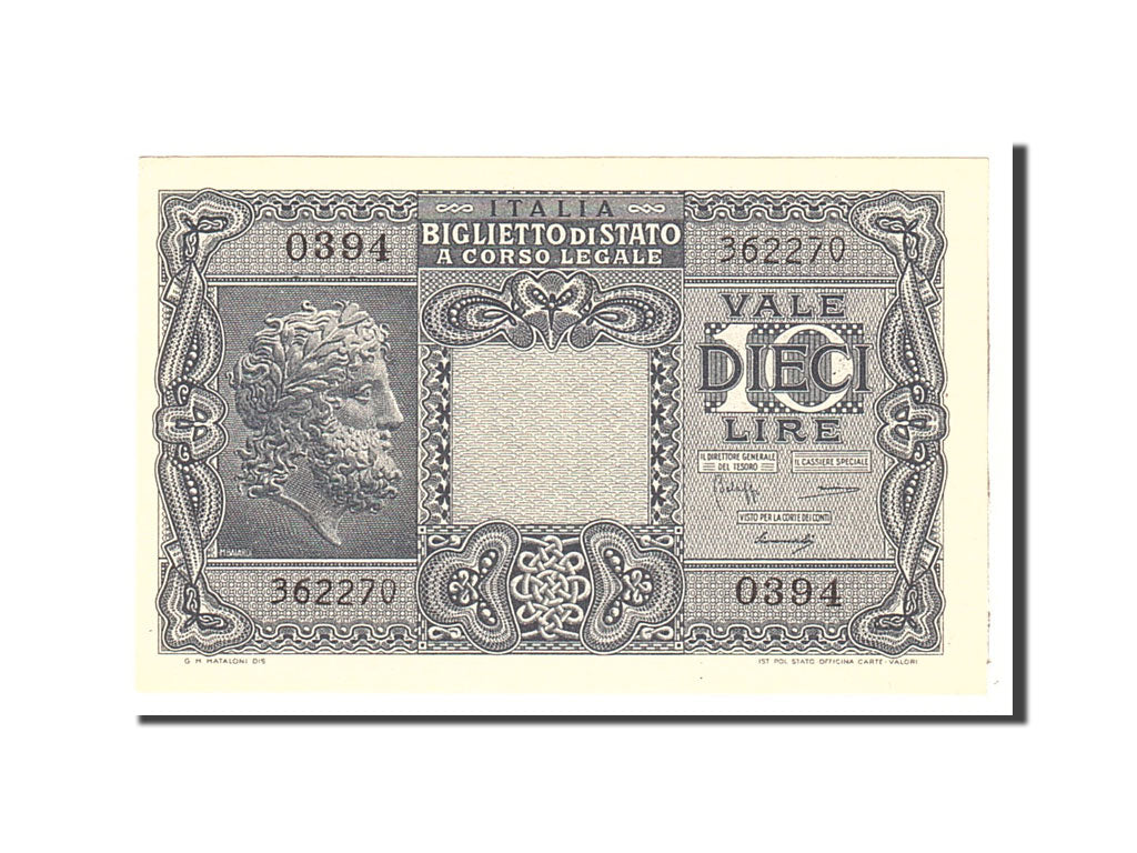 Banknote, Italy, 10 Lire, 1944, 1944-11-23, KM:32b, UNC(63)
