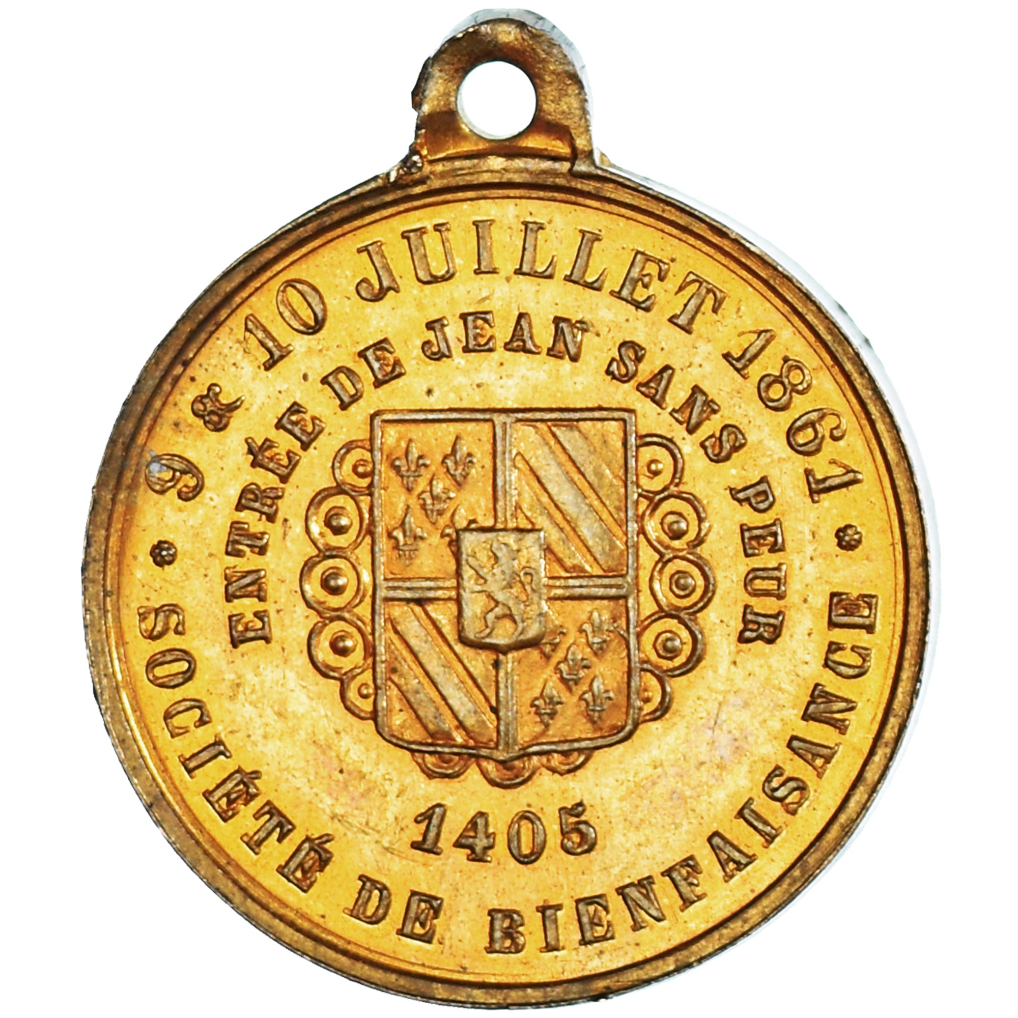France, Medal, Fête Communale, Ville de Douai, Society, 1861, MS(63), Brass