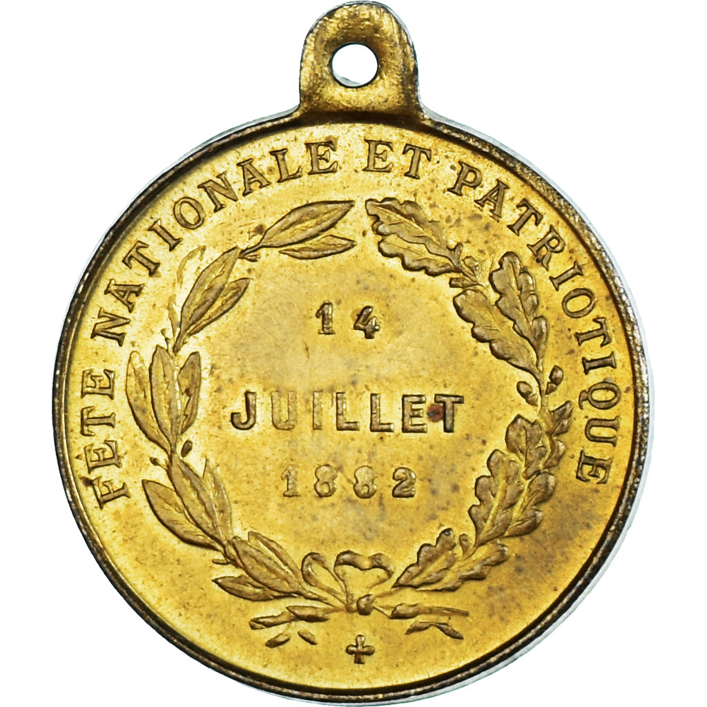 France, Medal, Fête Nationale et Patriotique, Society, 1882, AU(55-58), Brass