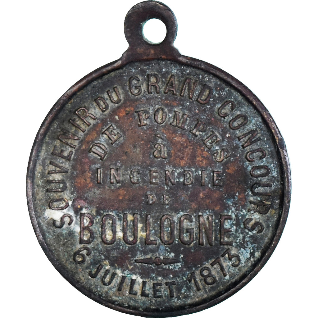 Francia, medaglia, Grand Concours de Pompes à Incendie de Boulogne, 1873, MB+