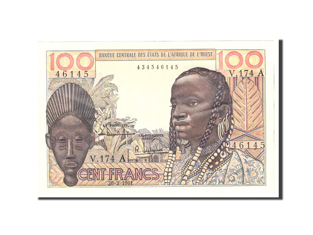 Banknote, West African States, 100 Francs, 1961, 1961-03-20, KM:101Aa, AU(55-58)