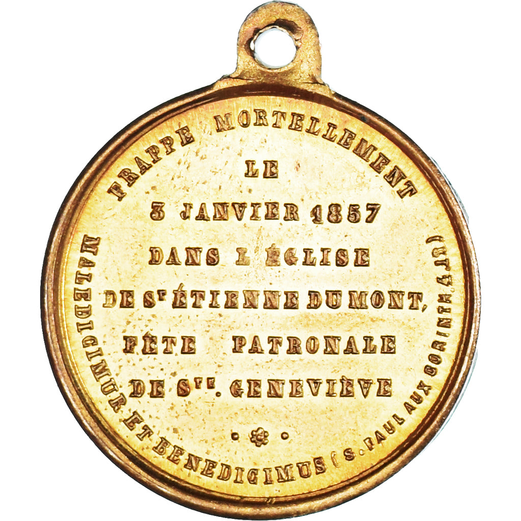 France, Medal, Mort d'Auguste Sibour, Archevêque de Paris, MS(63), Brass