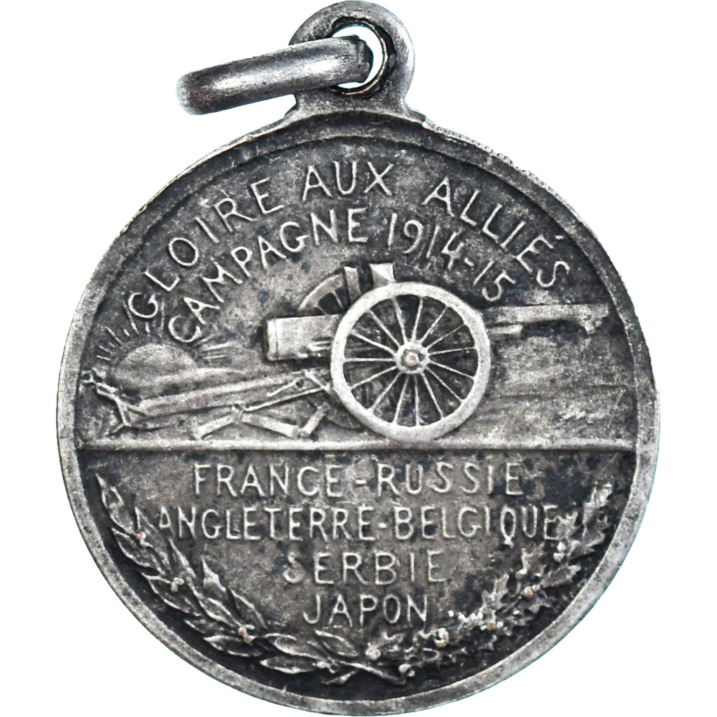 France, Médaille, Général Joffre, Gloire aux Alliés, WAR, 1914-1915, TTB+