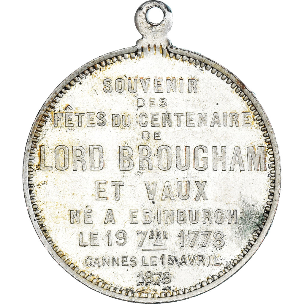 France, Medal, Cannes, Fêtes du Centenaire de Lord Brougham, 1879, Massonnet