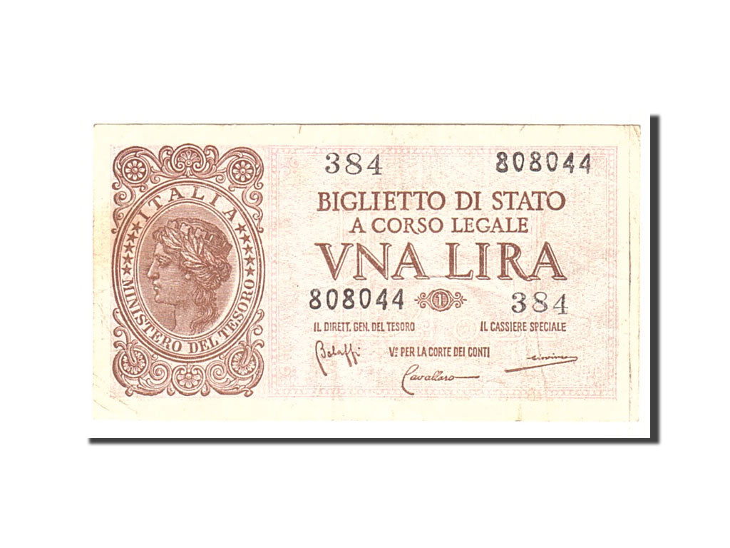 Banknote, Italy, 1 Lira, 1944, Undated, KM:29b, EF(40-45)