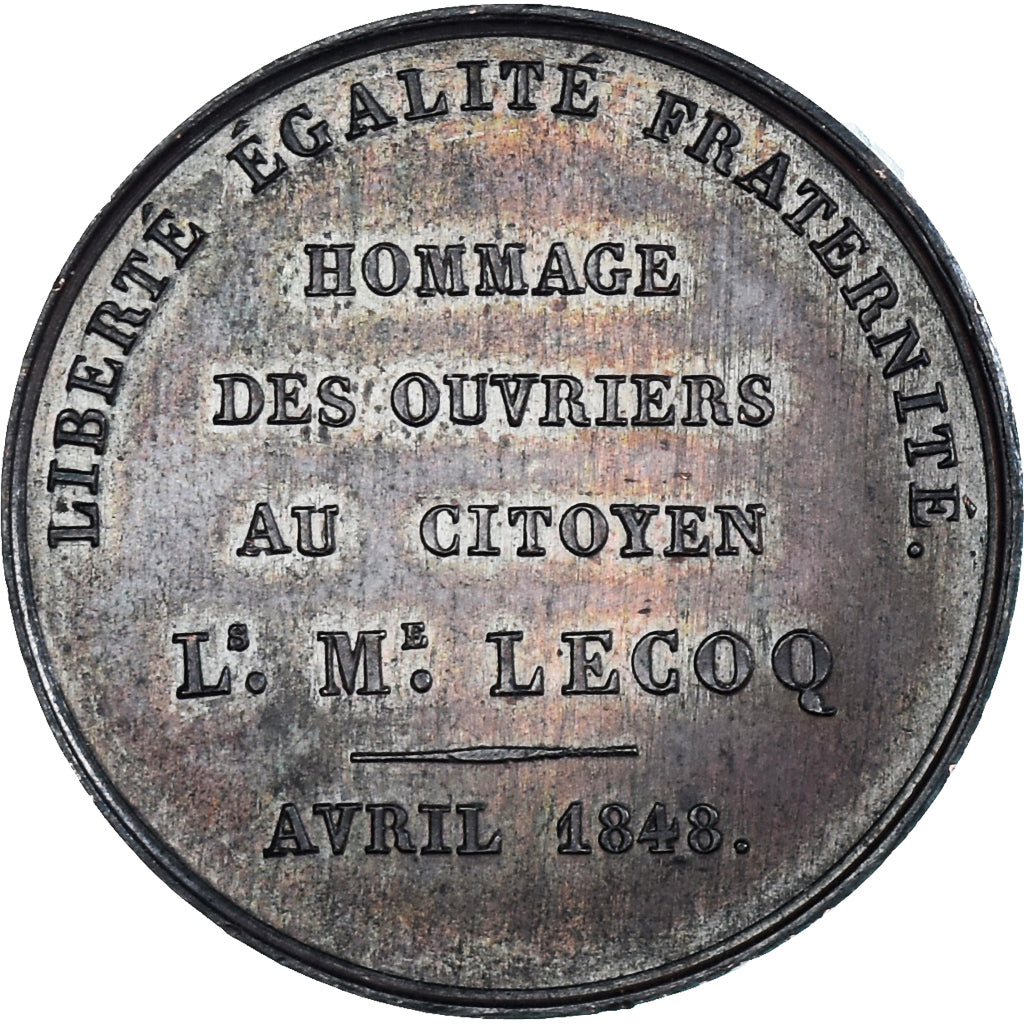 França, medalha, Hommage des Ouvriers au Citoyen Lecoq, História, 1848