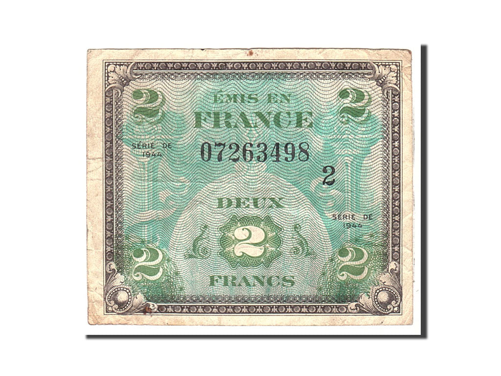 Banknote, France, 2 Francs, 1944, Undated, VF(20-25), Fayette:VF16.2, KM:114b