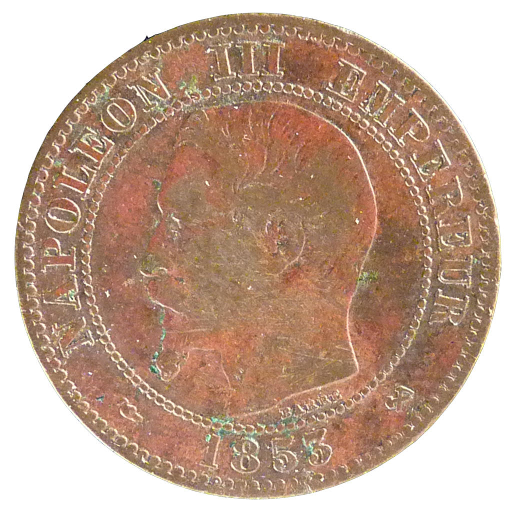 FRANCE, Napoléon III, 2 Centimes, 1853, Rouen, KM #776.2, VF(20-25), Bronze, G..