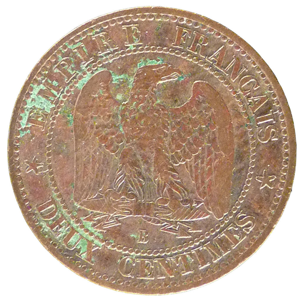 FRANCE, Napoléon III, 2 Centimes, 1853, Rouen, KM #776.2, VF(20-25), Bronze, G..