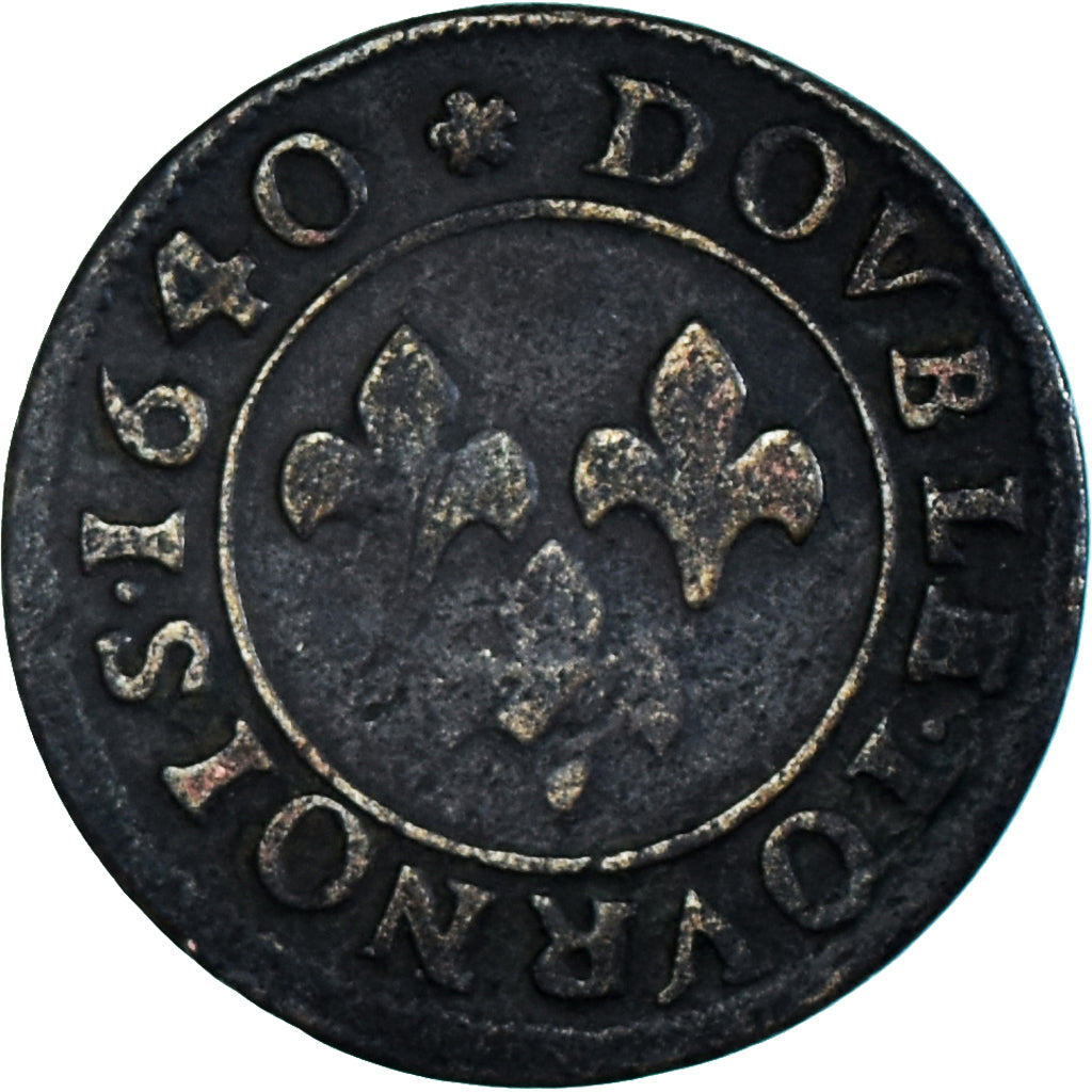 Moneta, Francia, ORANGE, Frédéric-Henri de Nassau, Double Tournois, 1640, MB+