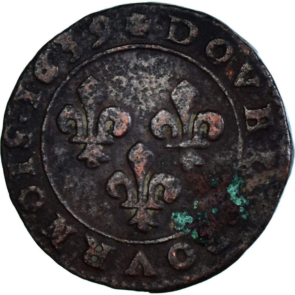 Monnaie, France, Louis XIII, Double Tournois, 1639, TB+, Cuivre