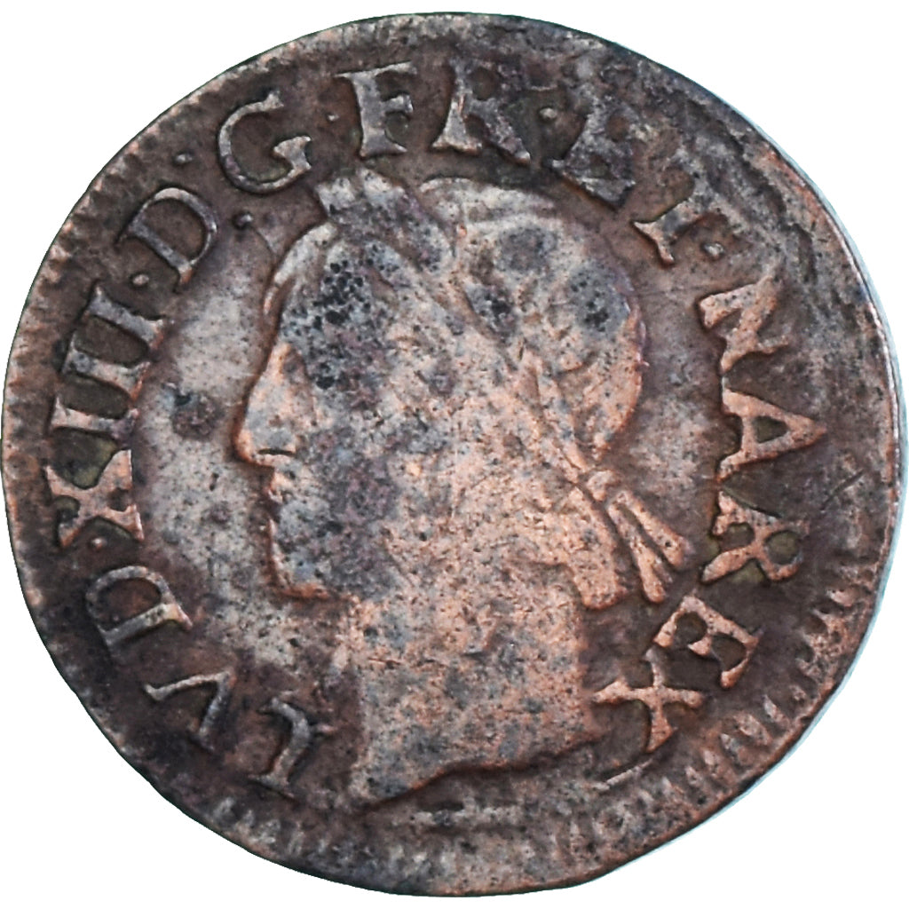 Munten, Frankrijk, Louis XIII, Double tournois de Warin, tête à gauche, Double