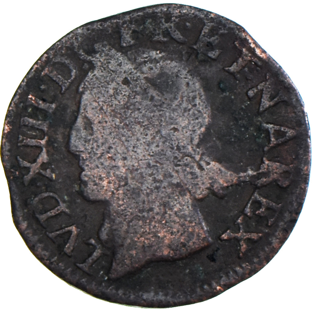 Moneda, Francia, Louis XIII, Double tournois de Warin, tête à gauche, Double
