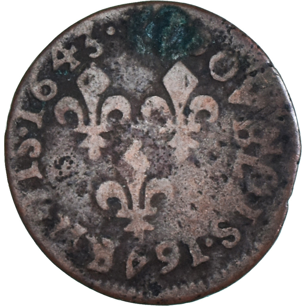 Munten, Frankrijk, Louis XIII, Double tournois de Warin, tête à gauche, Double