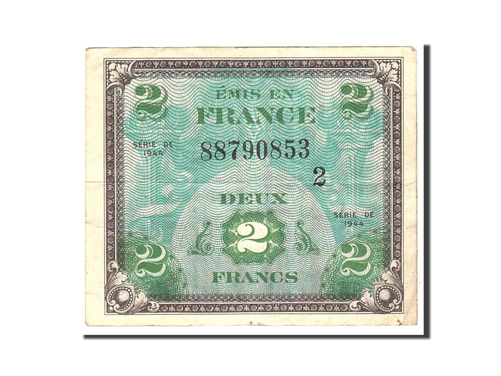 Banknot, Francja, 2 Francs, 1944, Undated, VF(20-25), Fayette:VF16.2, KM:114b