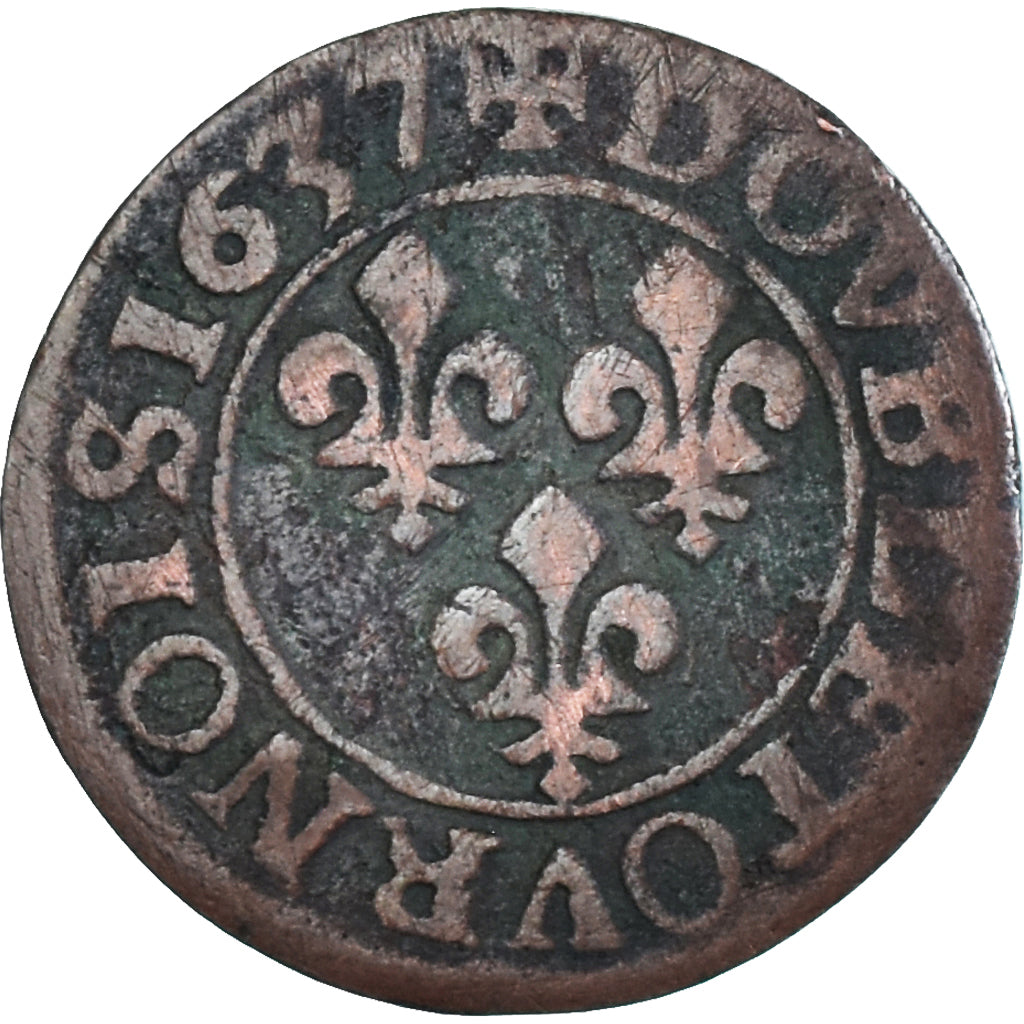 Moneta, Francja, Louis XIII, Double Tournois, 1637, Saint-André de