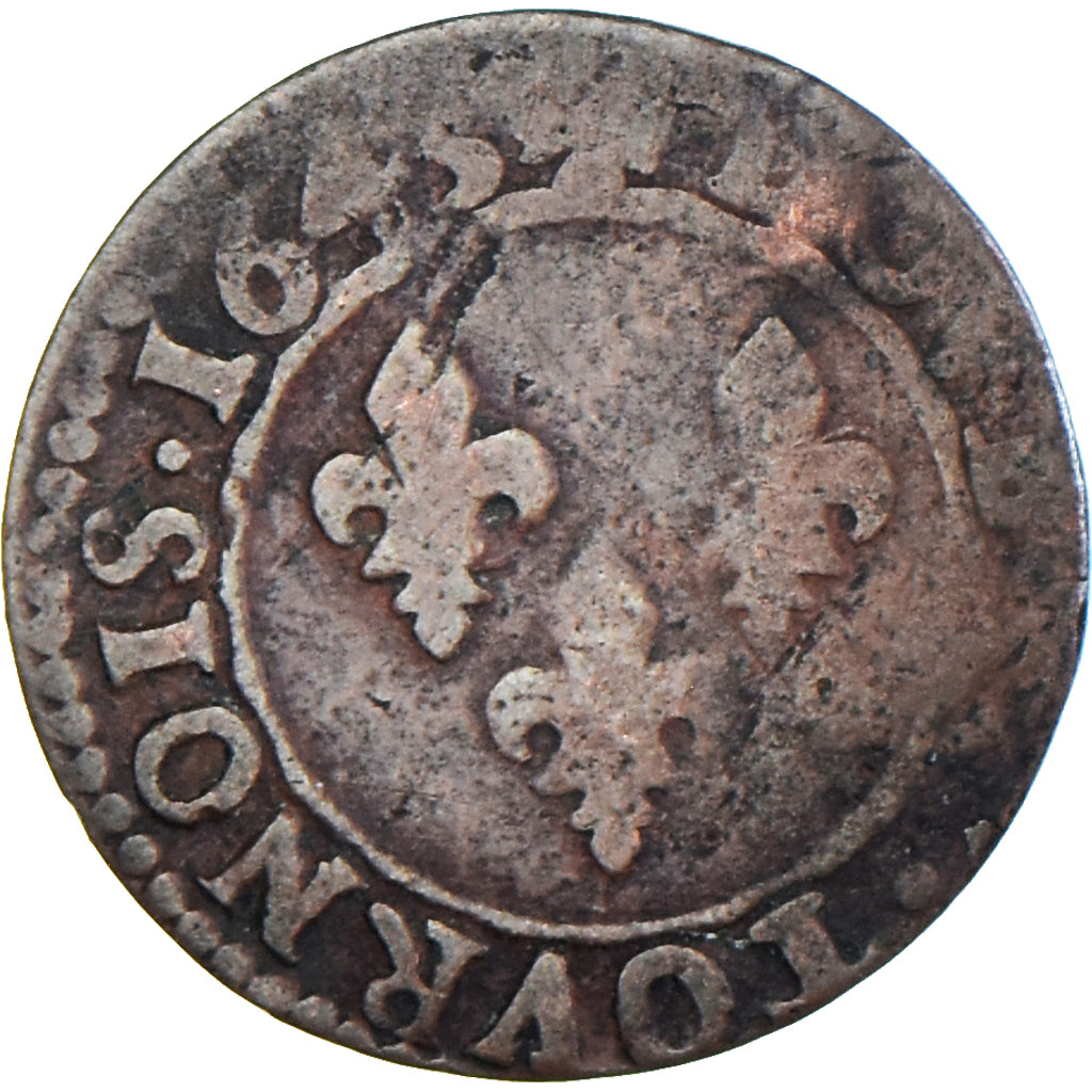 Coin, France, Louis XIII, Double tournois de Warin, tête à gauche, Double
