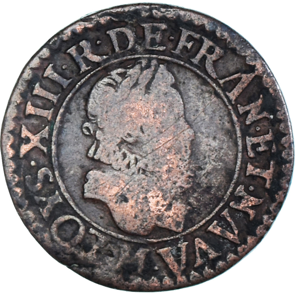 Moneta, Francja, Louis XIII, Double Tournois, 1611, Toulouse, VF(20-25), Miedź