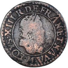 Moneta, Francja, Louis XIII, Double Tournois, 1611, Toulouse, VF(20-25), Miedź