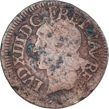 Coin, France, Louis XIII, Double tournois de Warin, tête à gauche, Double