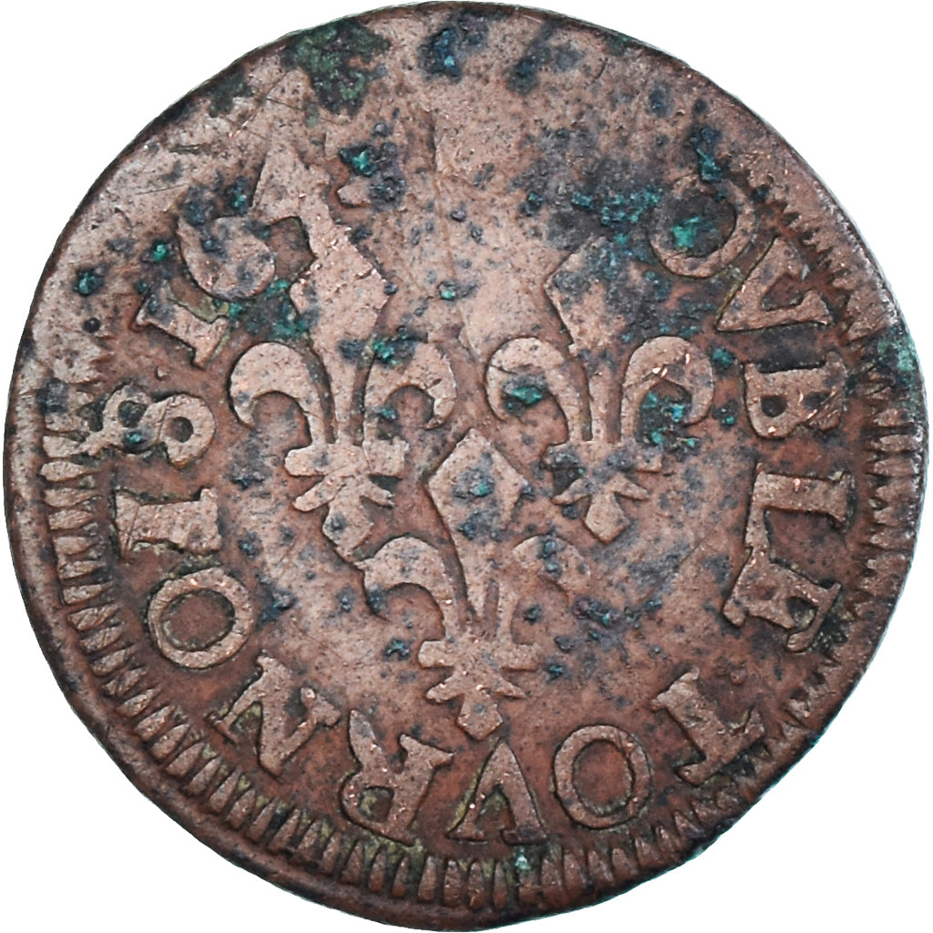 Coin, France, Louis XIII, Double tournois de Warin, tête à gauche, Double