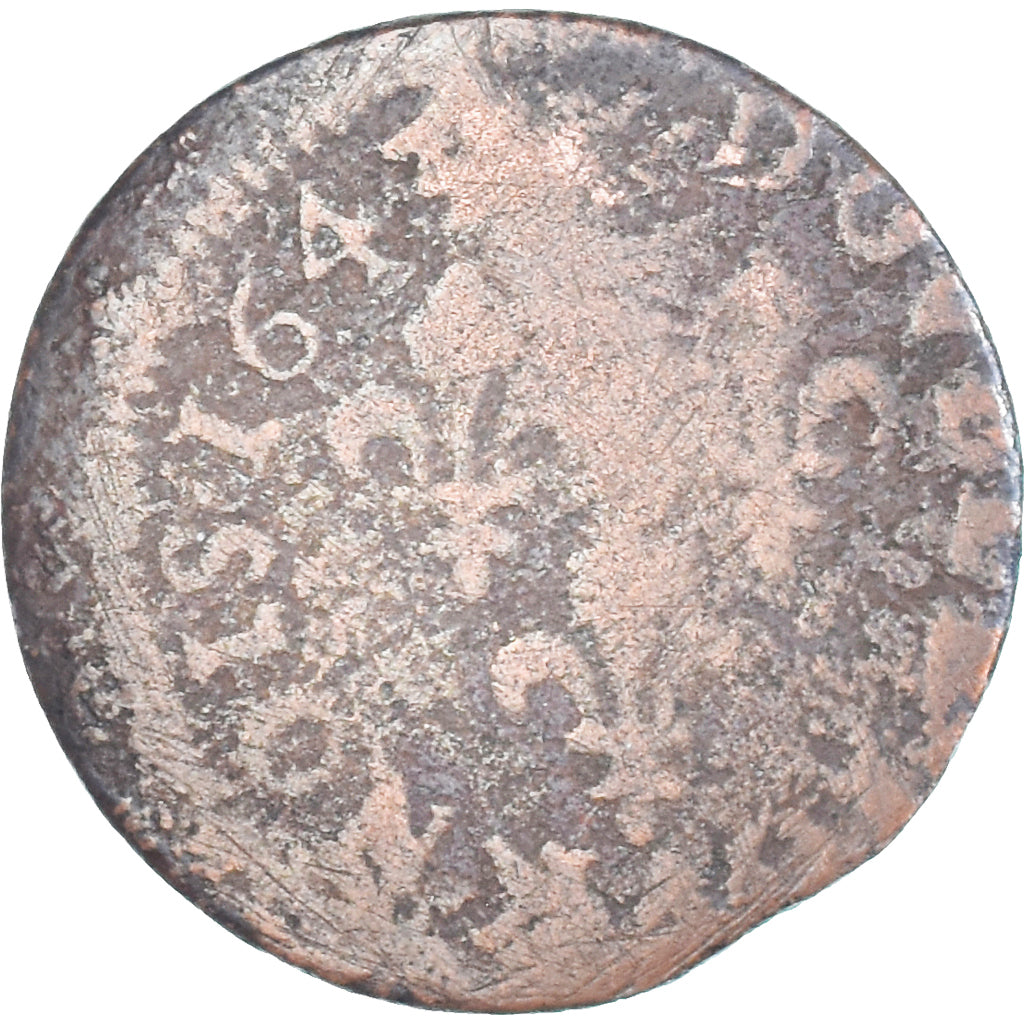 Munten, Frankrijk, Louis XIII, Double tournois de Warin, tête à gauche, Double