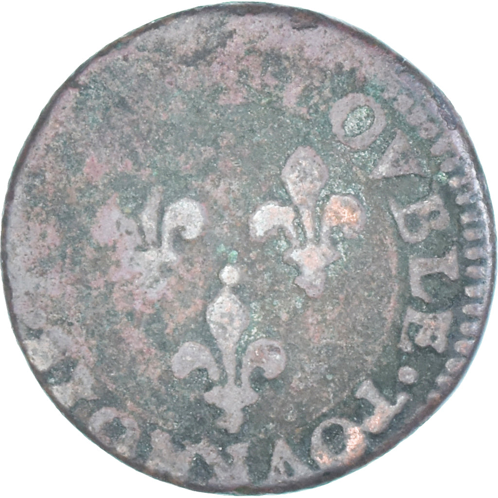 Moeda, França, Louis XIII, Double tournois, buste juvénile au col fraisé
