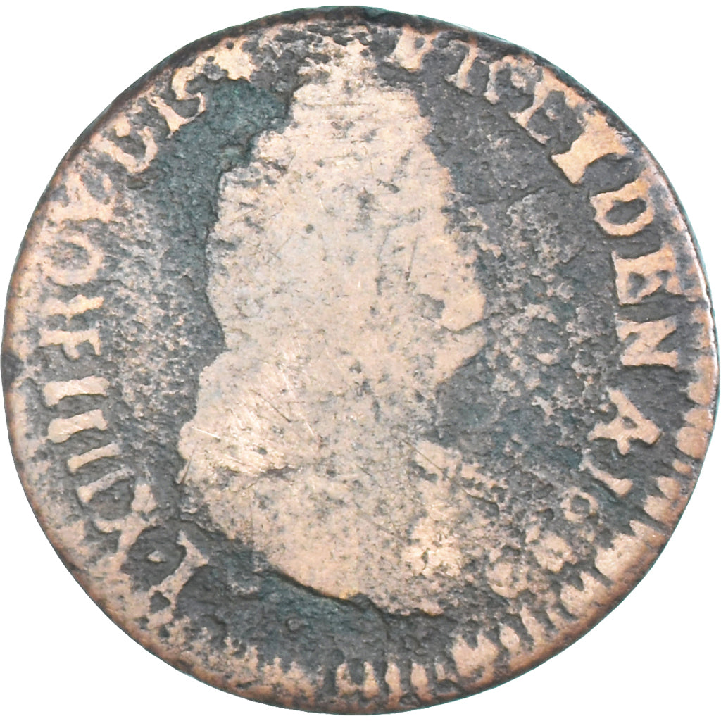 Moneta, Francia, Louis XIV, Liard, 1699, Bayonne, B, Rame