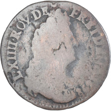 Moeda, França, Louis XIV, Liard, 1698, Bayonne, F(12-15), Cobre