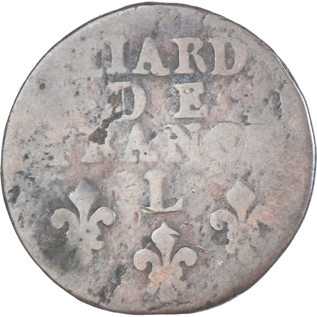 Moeda, França, Louis XIV, Liard, 1698, Bayonne, F(12-15), Cobre