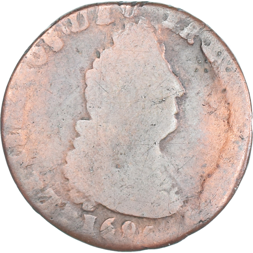 Munten, Frankrijk, Louis XIV, Liard de France, Uncertain date, Rennes, ZG+