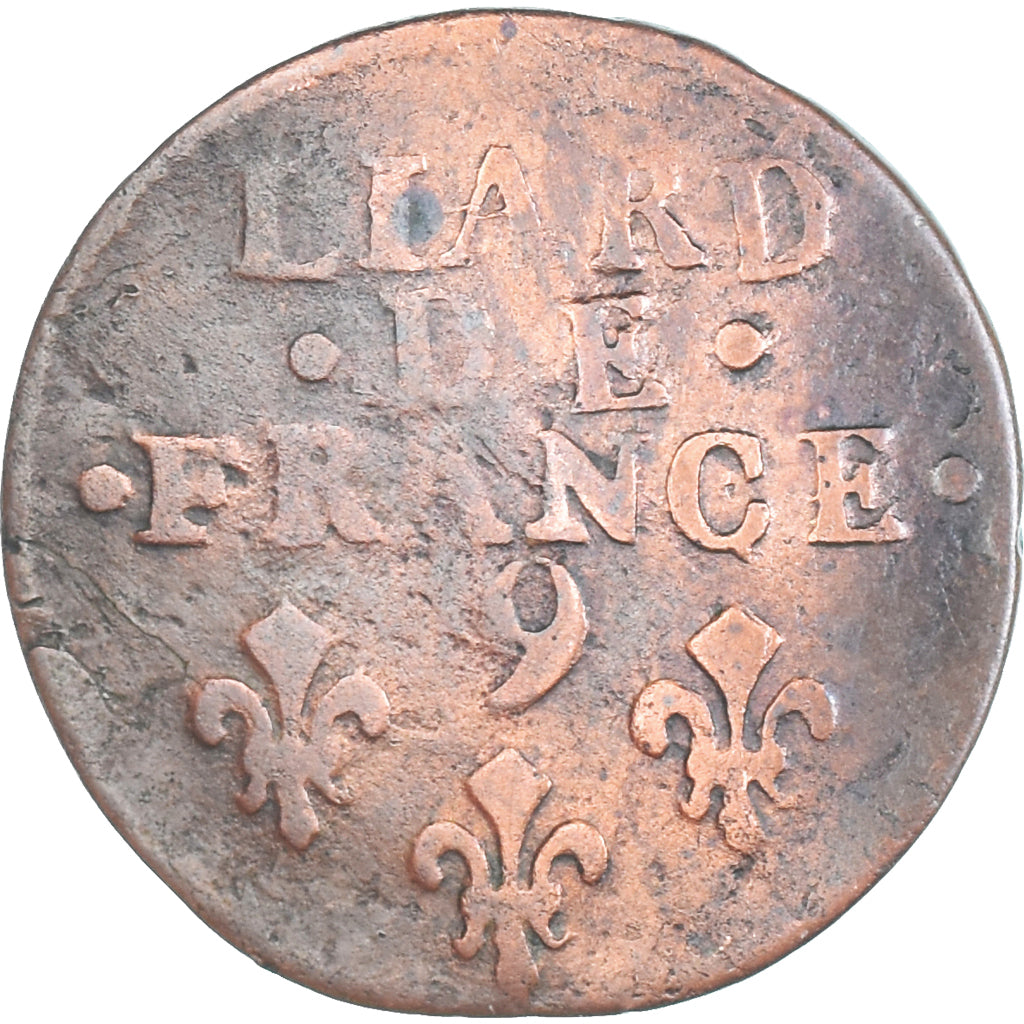 Munten, Frankrijk, Louis XIV, Liard de France, Uncertain date, Rennes, ZG+