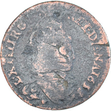 Coin, France, Louis XIV, Liard de France, 1657, Caen, VG(8-10), Copper, C2G:54