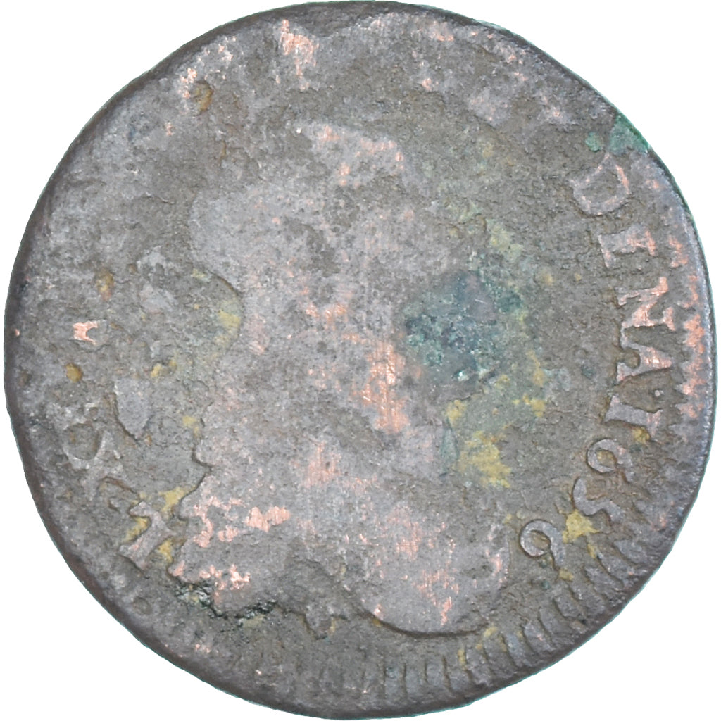 Coin, France, Louis XIV, Liard de France au buste juvénile, deuxième type