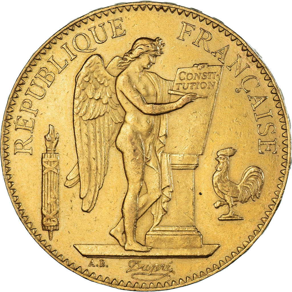 Moneda, Francia, Génie, 100 Francs, 1881, Paris, MBC+, Oro, KM:832