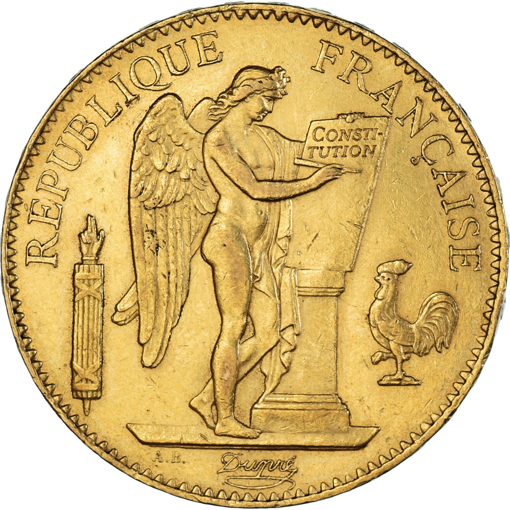 Moneda, Francia, Génie, 100 Francs, 1882, Paris, MBC+, Oro, KM:832