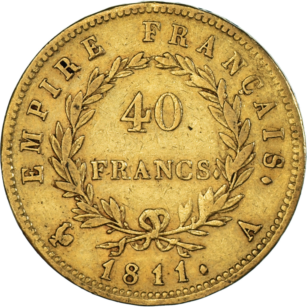 Moneda, Francia, Napoléon I, 40 Francs, 1811, Paris, MBC, Oro, KM:696.1