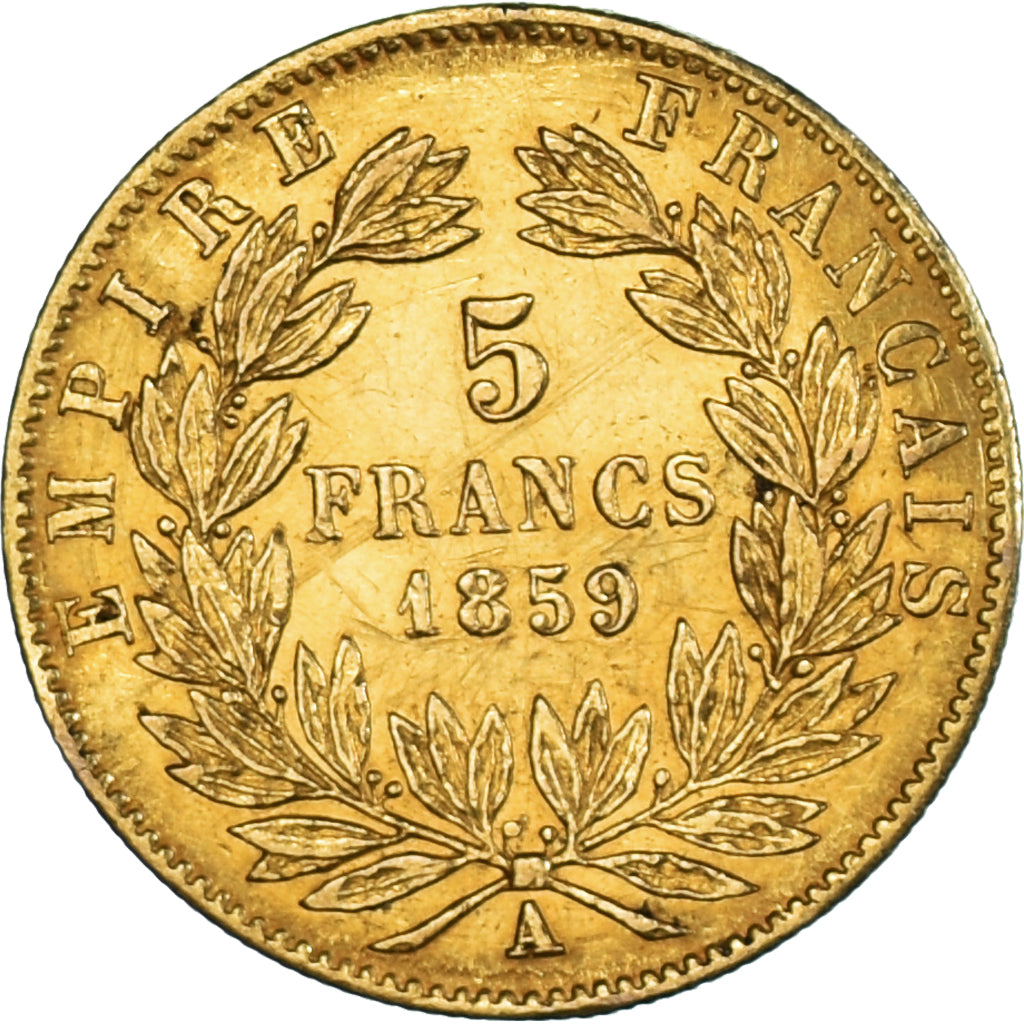 Münze, Frankreich, Napoleon III, 5 Francs, 1859, Paris, SS, Gold, KM:787.1