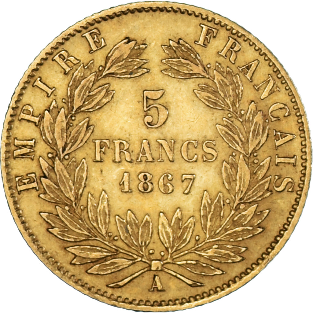 Coin, France, Napoleon III, Napoléon III, 5 Francs, 1867, Paris, EF(40-45)