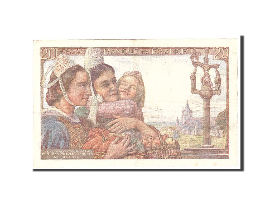 Banknote, France, 20 Francs, 1942, 1942-02-12, EF(40-45), Fayette:13.1, KM:100a