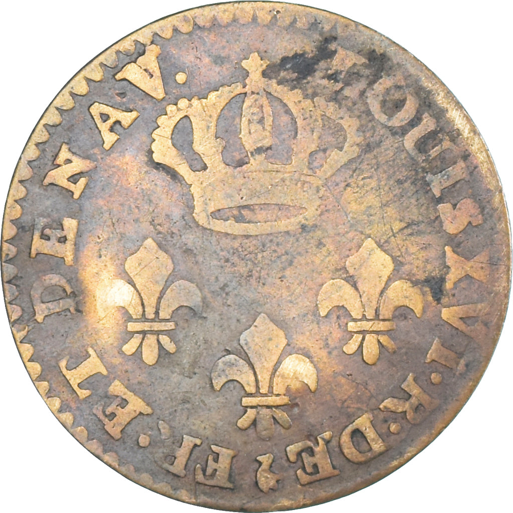 Coin, FRENCH GUIANA, 2 Sous, 1789, Paris, VF(30-35), Billon, KM:1, Lecompte:20