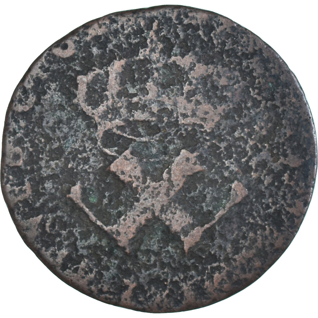 Munten, Franse koloniën, 9 Deniers, 1722, La Rochelle, ZG, Koper, KM:5.2